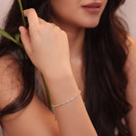 ANVIRA Gold CZ Tennis Bracelet with Teardrop Charm — view 7