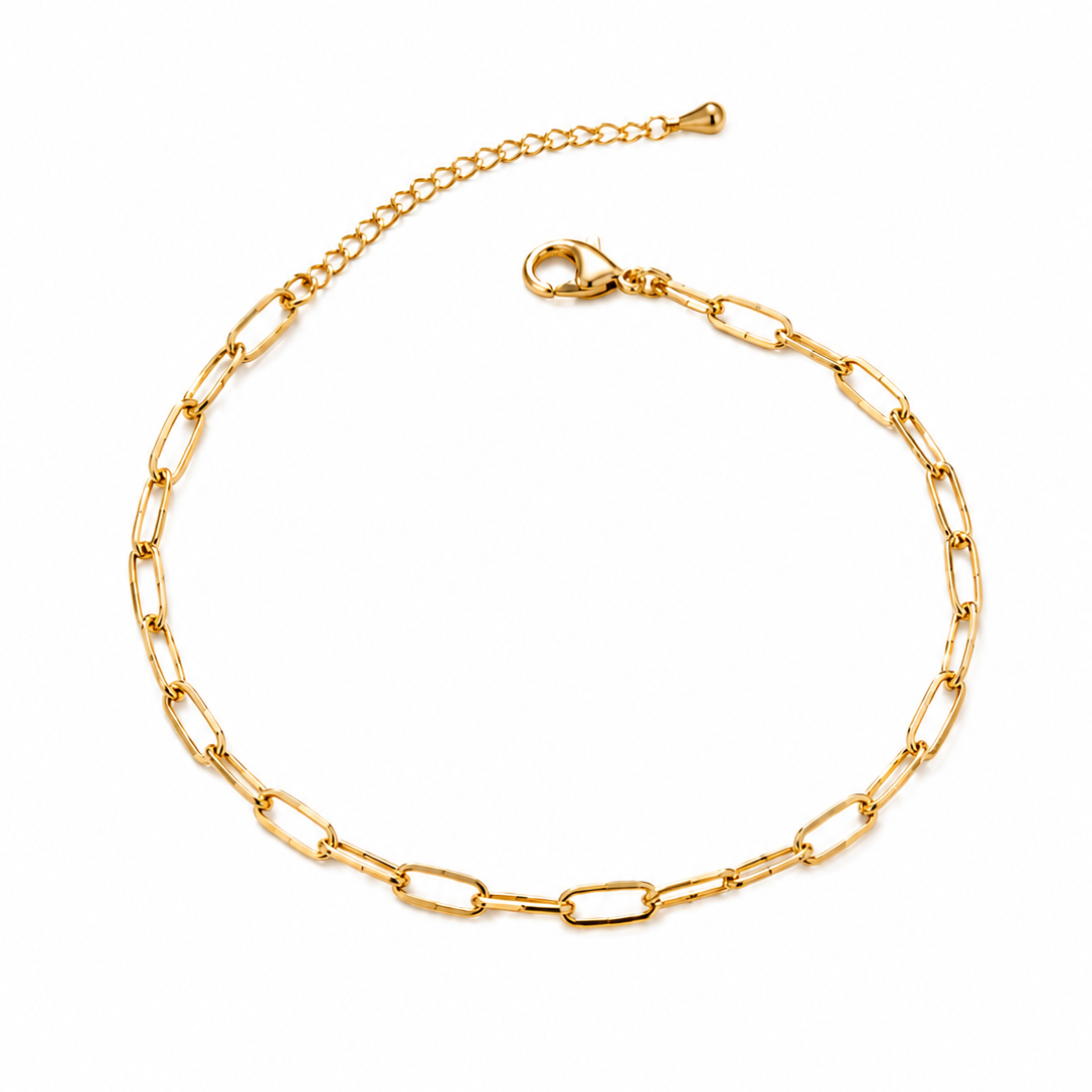 ANVIRA Gold Paperclip Chain Bracelet in 18K gold plated 925 sterling silver