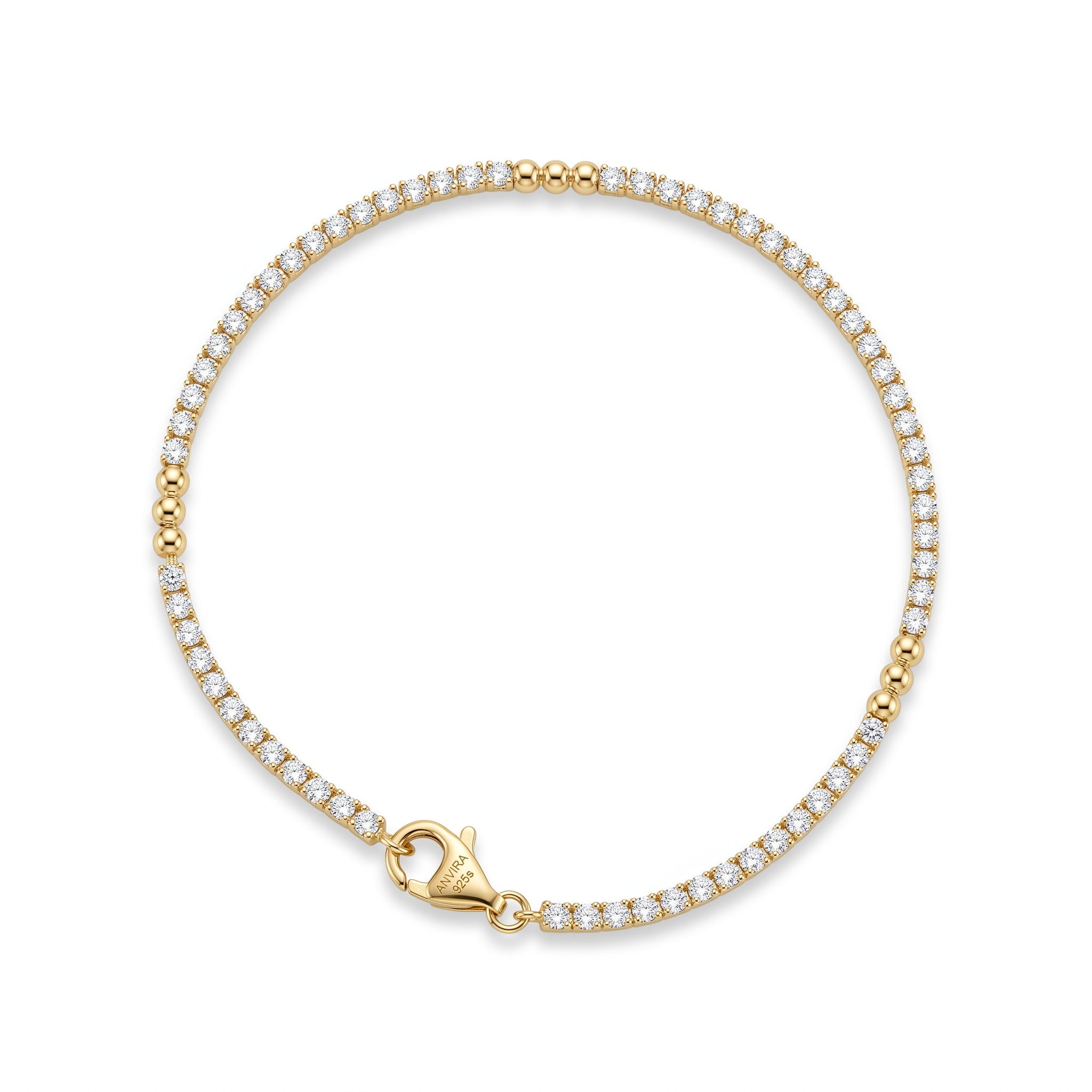 ANVIRA Gold CZ Tennis Bracelet in 18K gold plated 925 sterling silver