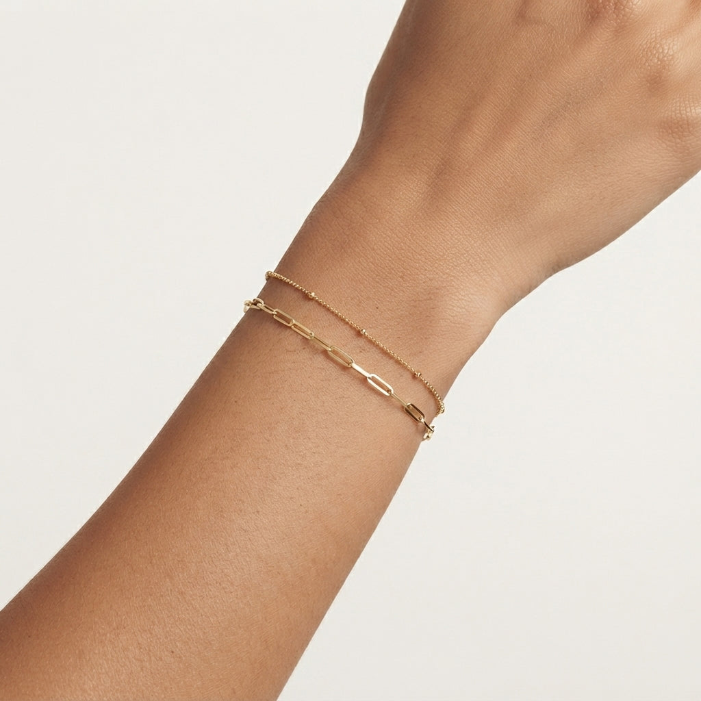 ANVIRA Gold Beaded Chain Bracelet — view 4