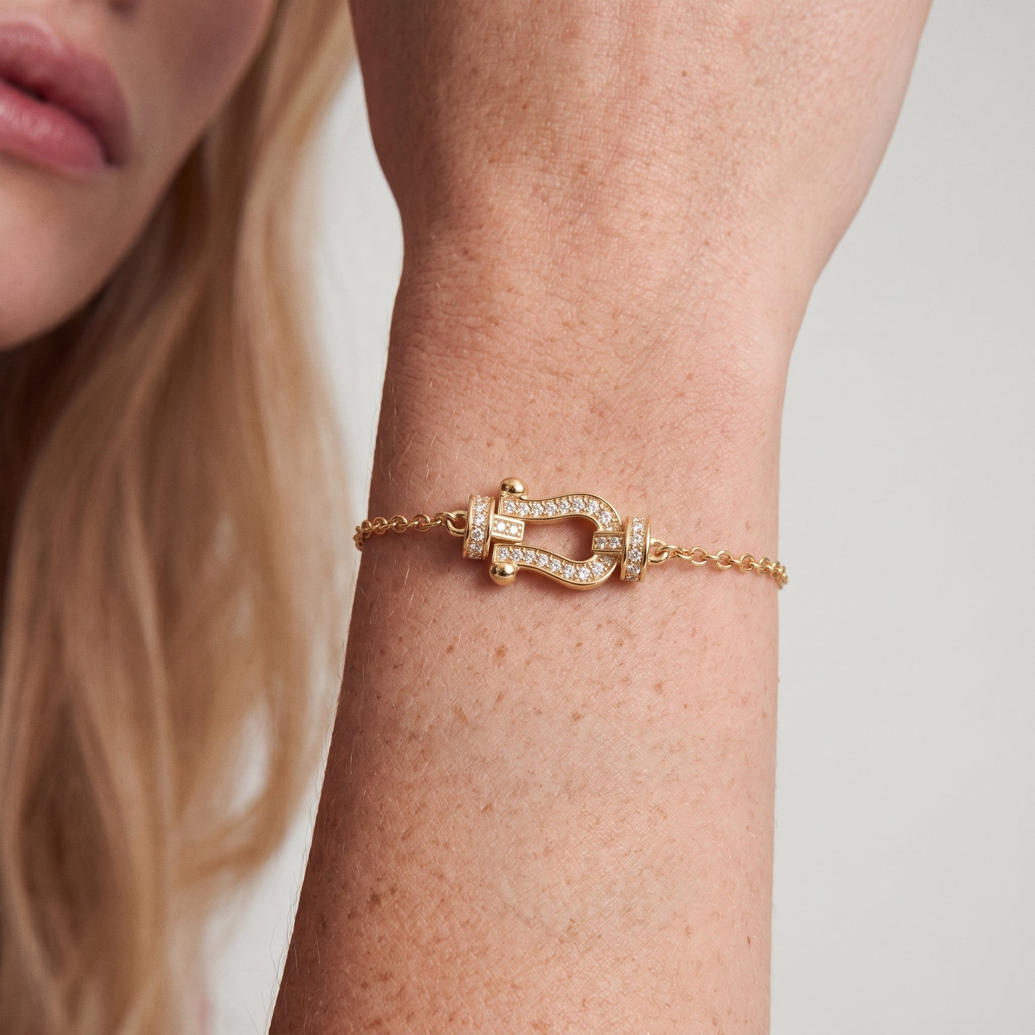 ANVIRA Gold Pavé Buckle Bracelet — view 2