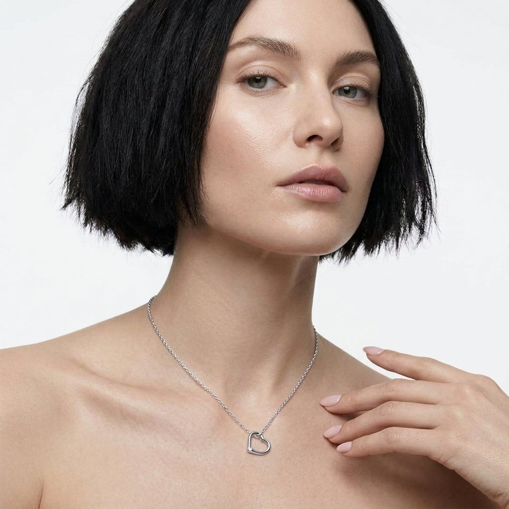 ANVIRA Silver Open Heart Necklace — view 2
