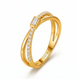 ANVIRA Gold Crossover Pavé Ring in 18K gold plated 925 sterling silver