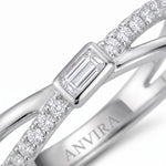 ANVIRA Silver Crossover Pavé Ring — view 2