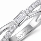 ANVIRA Silver Crossover Pavé Ring — view 2
