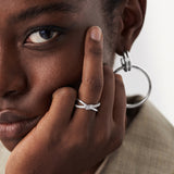 ANVIRA Silver Crossover Pavé Ring — view 3