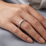 ANVIRA Silver Crossover Pavé Ring — view 4