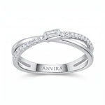 ANVIRA Silver Crossover Pavé Ring in 925 sterling silver