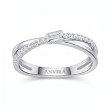 ANVIRA Silver Crossover Pavé Ring in 925 sterling silver