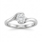 ANVIRA Silver Solitaire Swirl Ring in 925 sterling silver