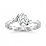 ANVIRA Silver Solitaire Swirl Ring in 925 sterling silver