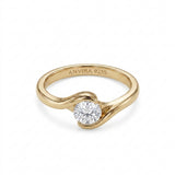 ANVIRA Gold Solitaire Swirl Ring in 18K gold plated 925 sterling silver