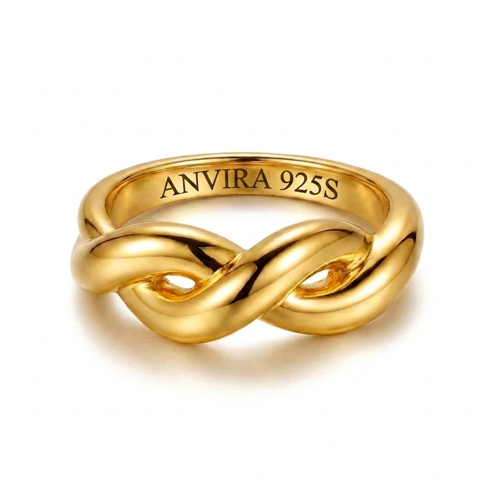 ANVIRA Gold Woven Band Ring in 18K gold plated 925 sterling silver