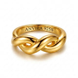 ANVIRA Gold Woven Band Ring in 18K gold plated 925 sterling silver