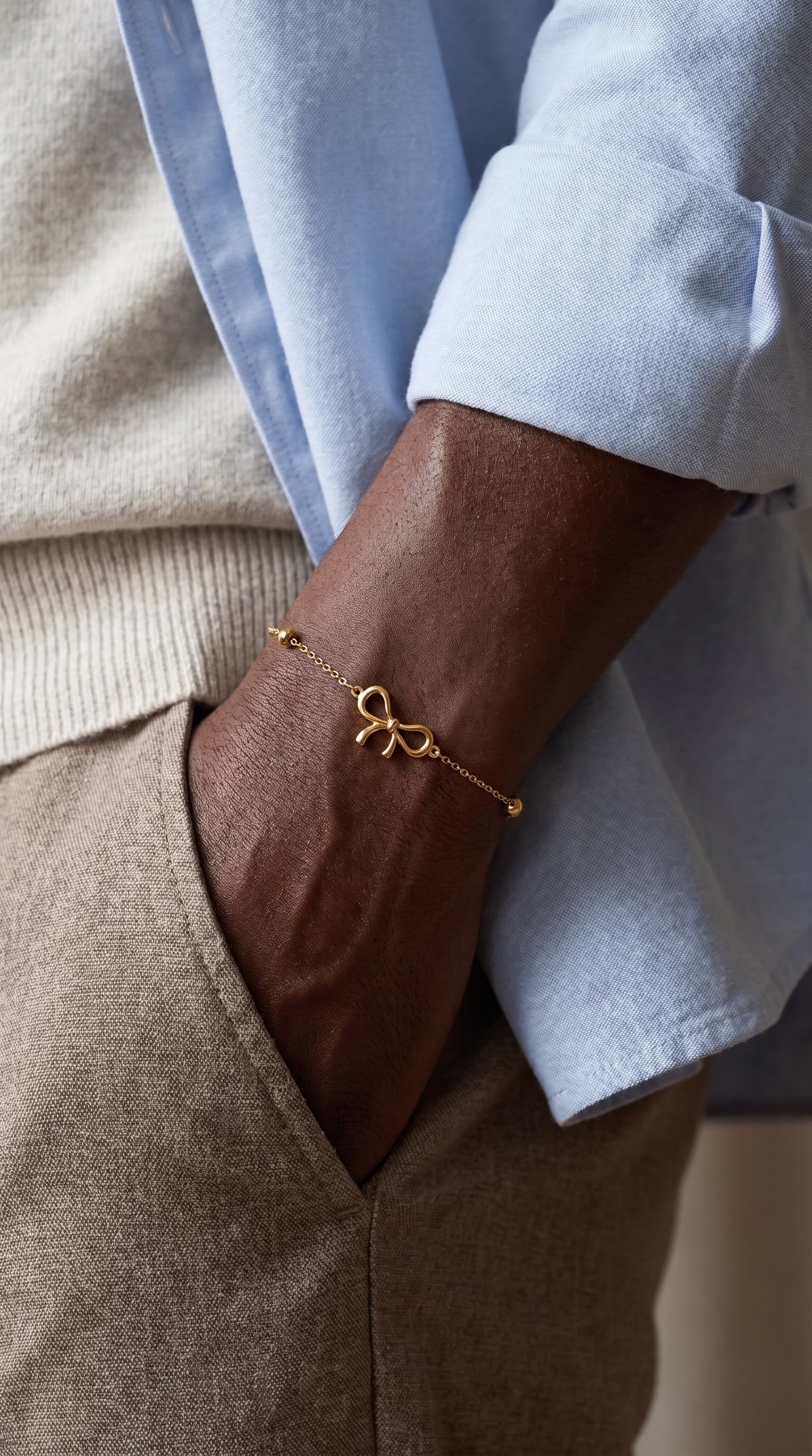 ANVIRA Gold Bow Charm Bracelet — view 7