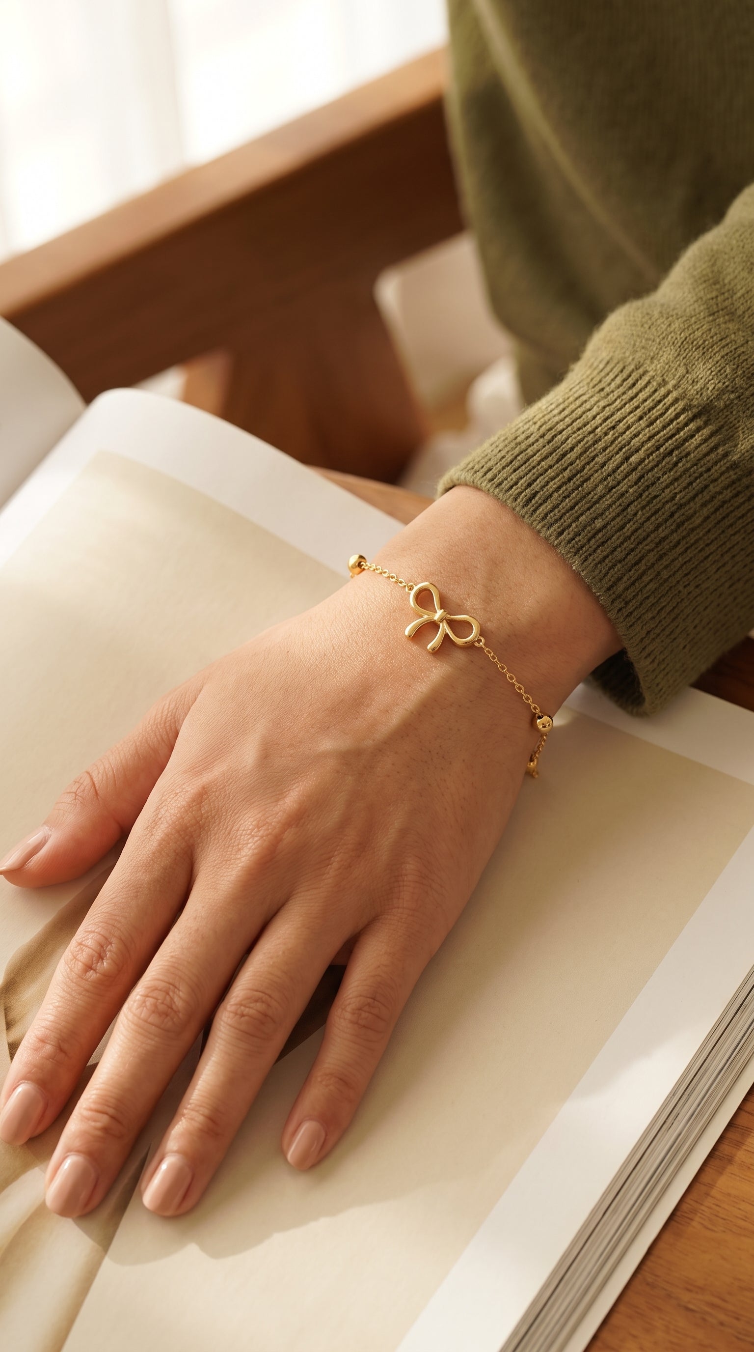 ANVIRA Gold Bow Charm Bracelet — view 8