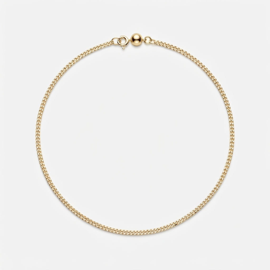 ANVIRA Gold Curb Chain Necklace in 18K gold plated 925 sterling silver