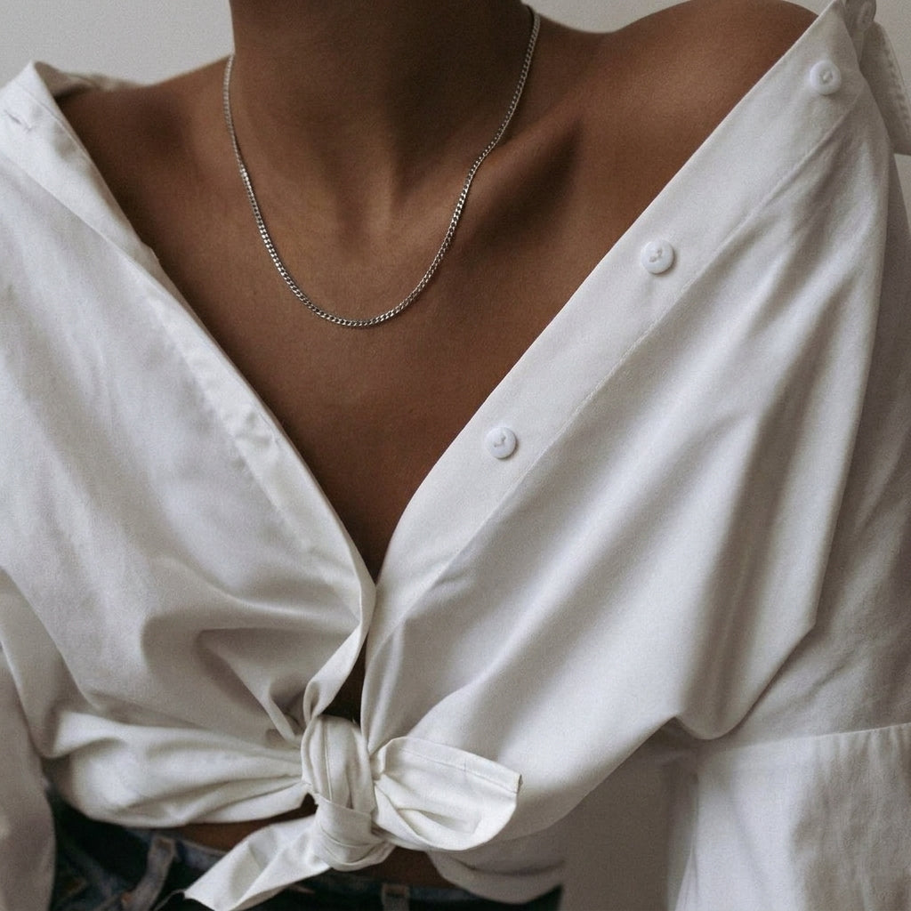 ANVIRA Silver Curb Chain Necklace — view 2
