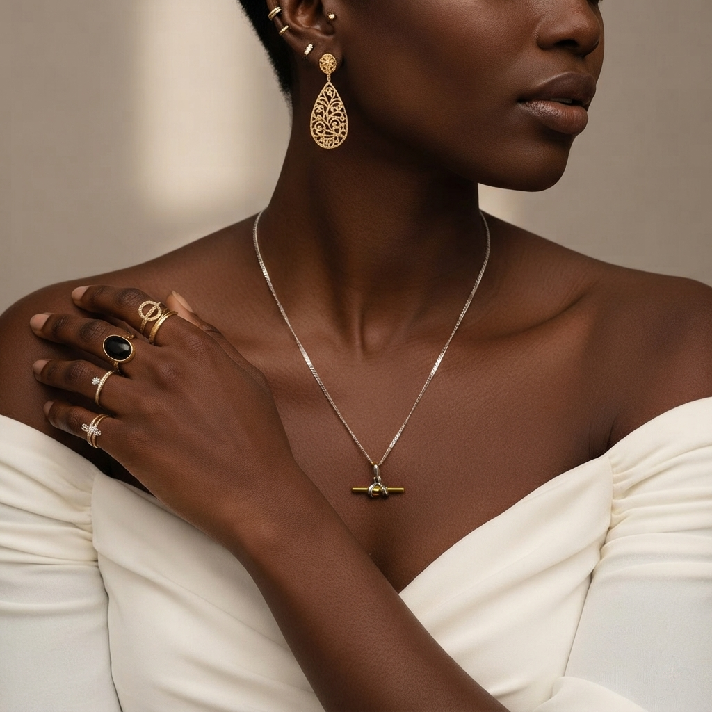 ANVIRA Signature T-Bar Knot Necklace — view 2