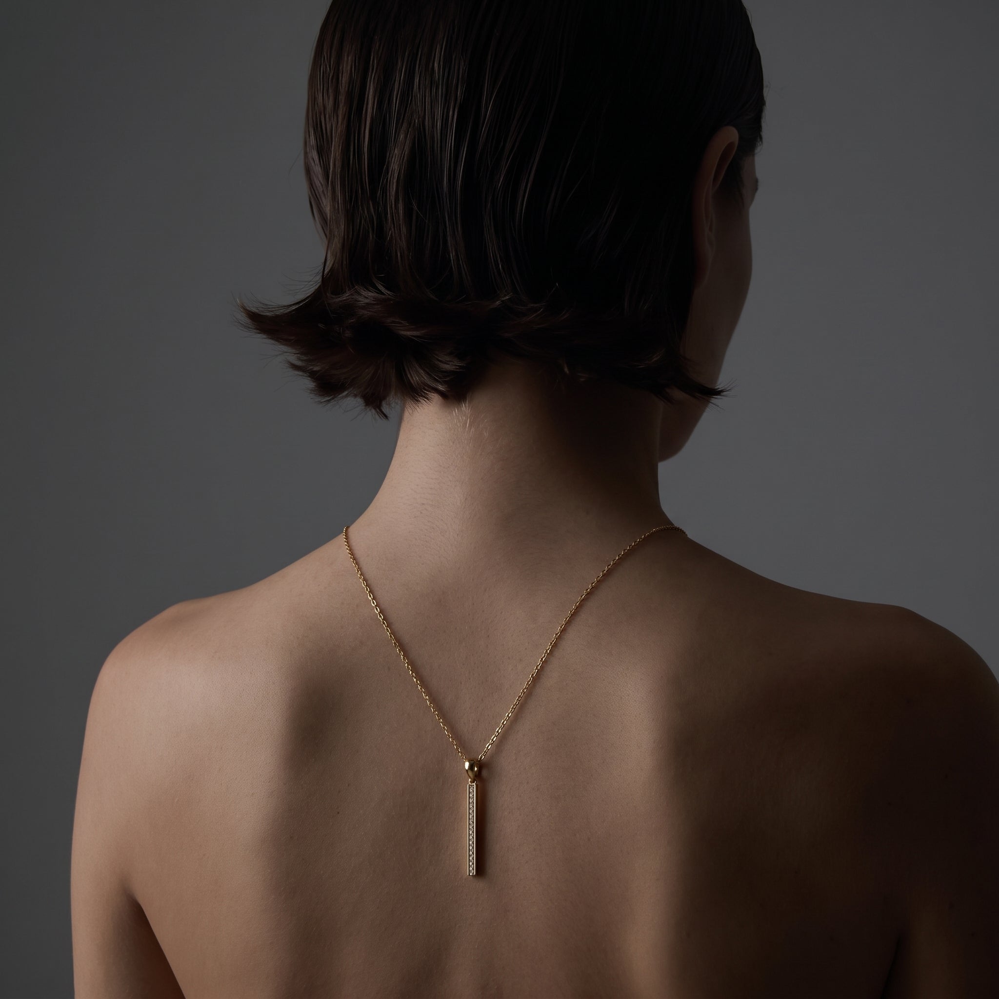 ANVIRA Gold Pavé Bar Pendant Necklace — view 2