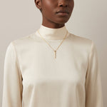 ANVIRA Gold Pavé Bar Pendant Necklace — view 3
