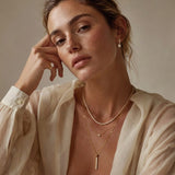 ANVIRA Gold Pavé Bar Pendant Necklace — view 5