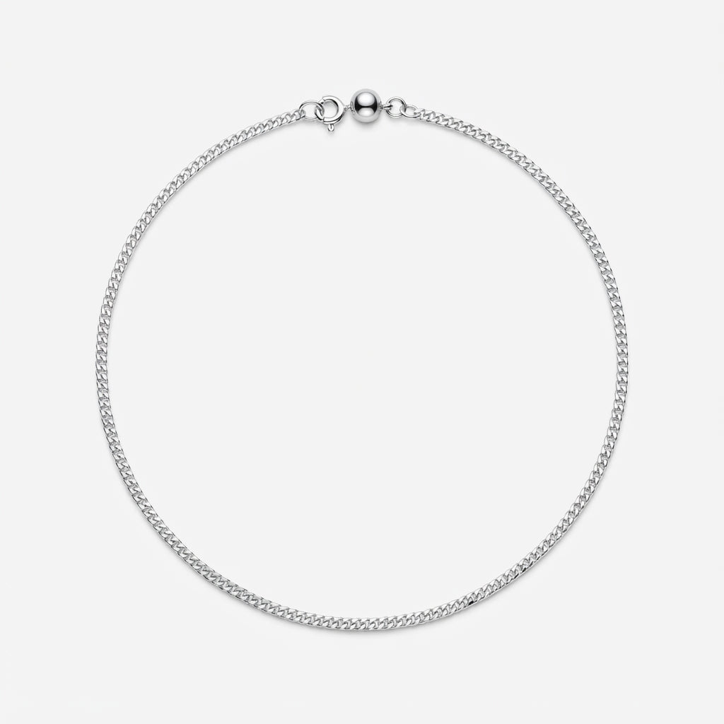 ANVIRA Silver Curb Chain Necklace in 925 sterling silver