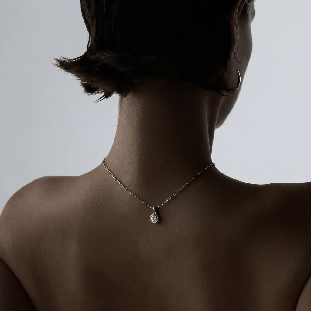 ANVIRA Silver Solitaire Pendant Necklace — view 3