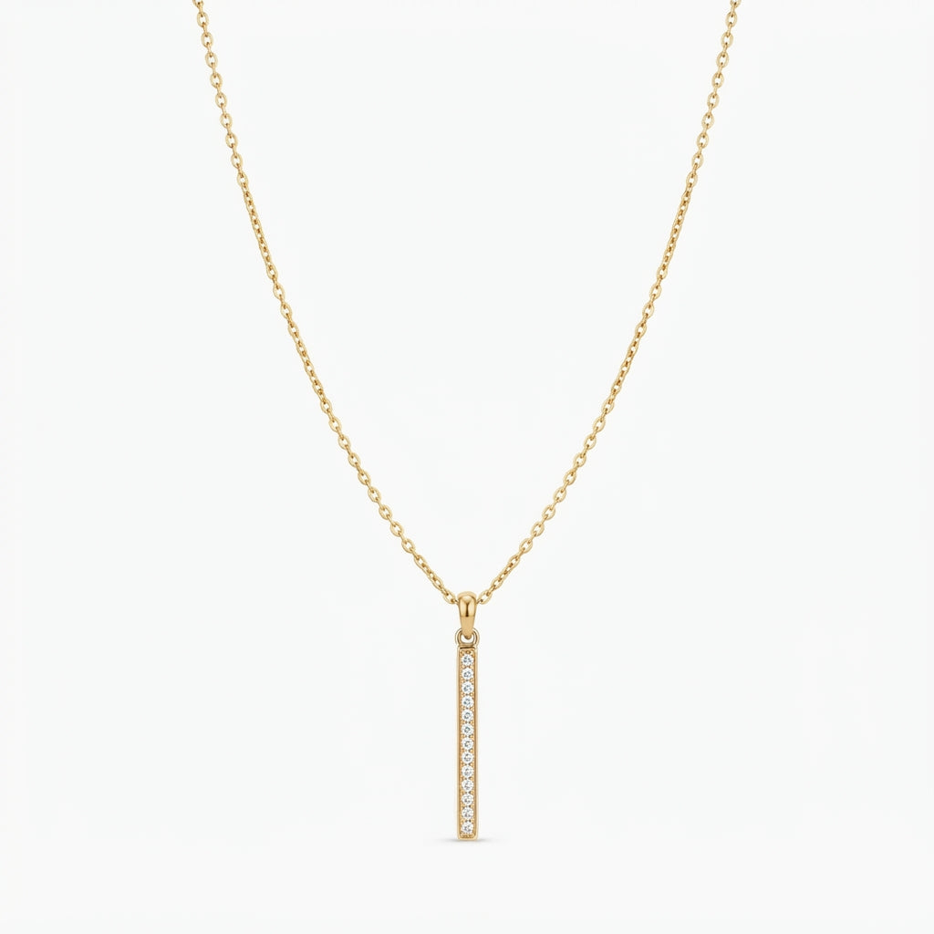 ANVIRA Gold Pavé Bar Pendant Necklace — view 7