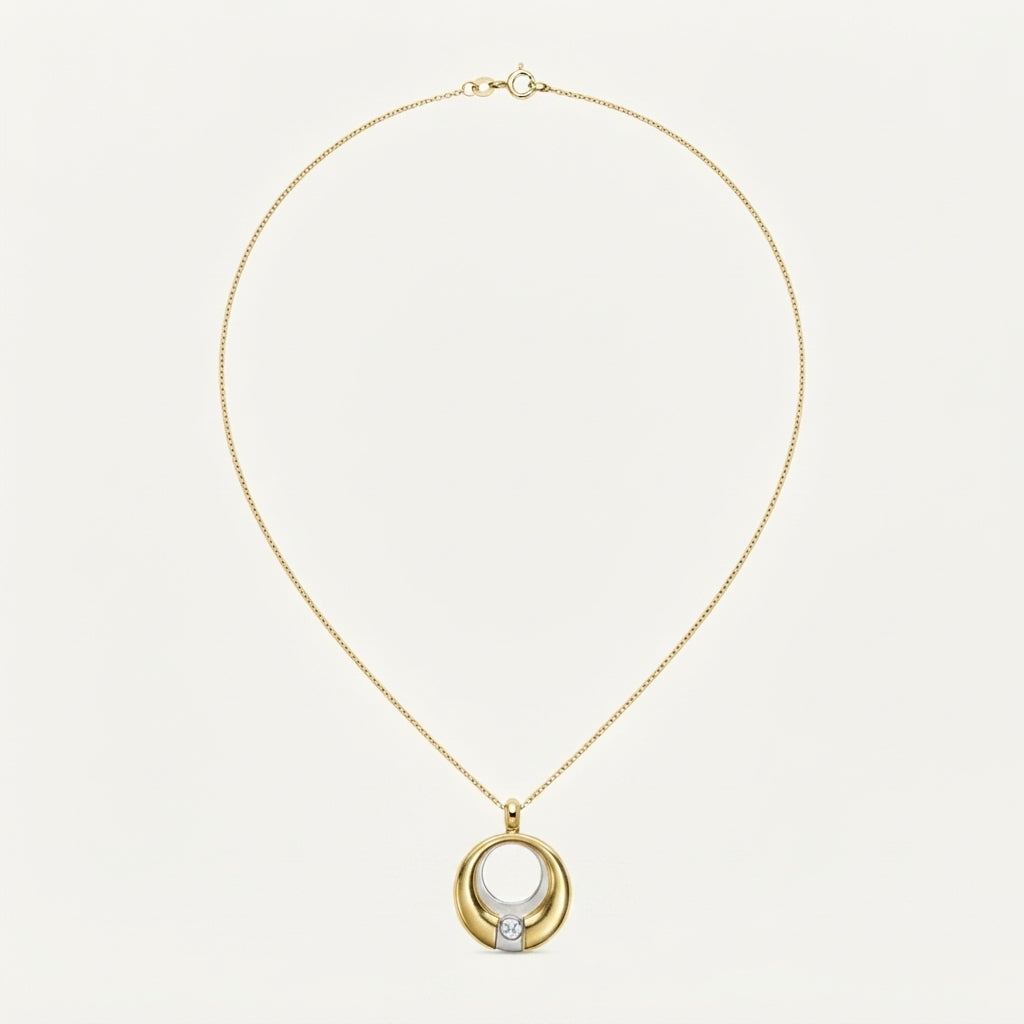 ANVIRA Two-Tone Circle Pendant Necklace — view 2