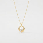 ANVIRA Two-Tone Circle Pendant Necklace in 925 sterling silver