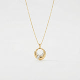 ANVIRA Two-Tone Circle Pendant Necklace in 925 sterling silver