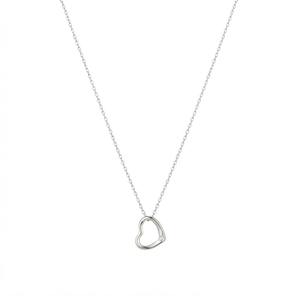 ANVIRA Silver Open Heart Necklace in 925 sterling silver