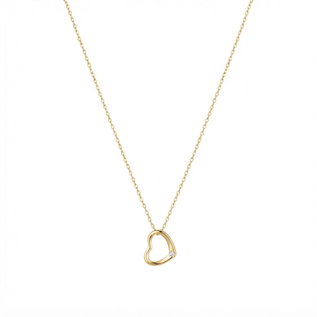 ANVIRA Gold Open Heart Necklace in 18K gold plated 925 sterling silver