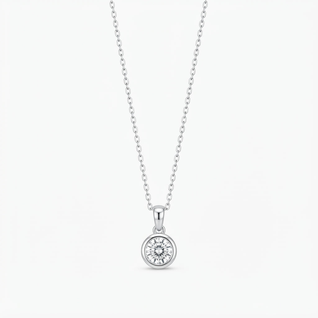 ANVIRA Silver Solitaire Pendant Necklace — view 2