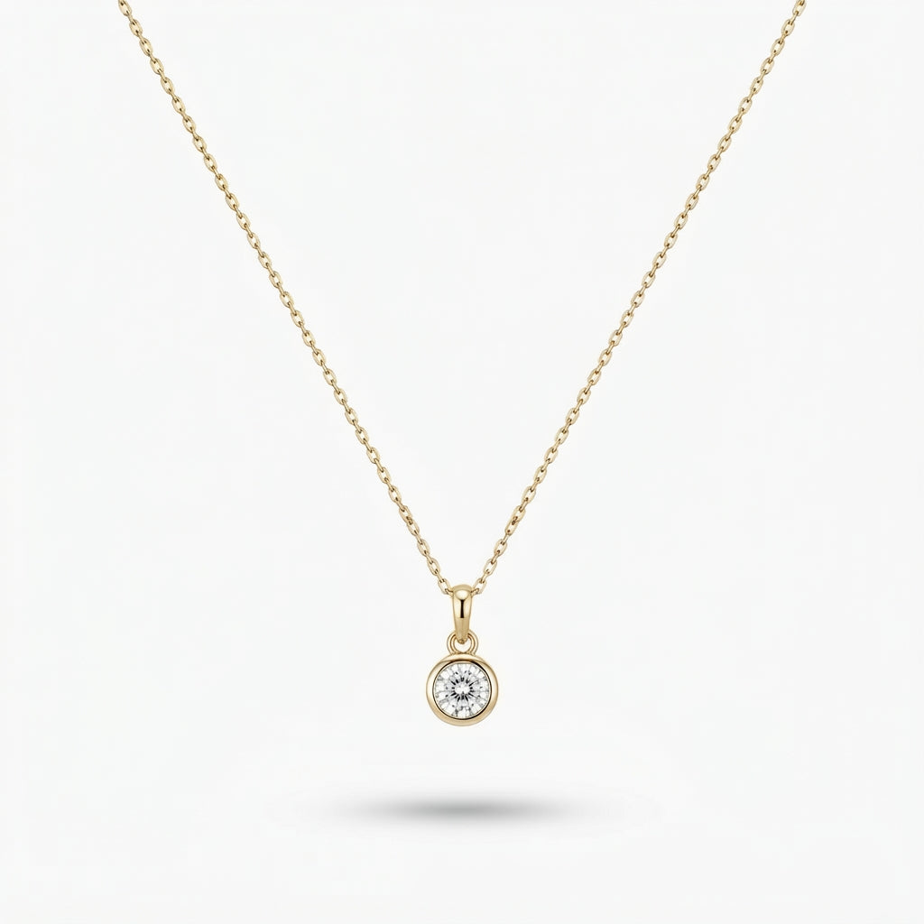 ANVIRA Gold Solitaire Pendant Necklace in 18K gold plated 925 sterling silver
