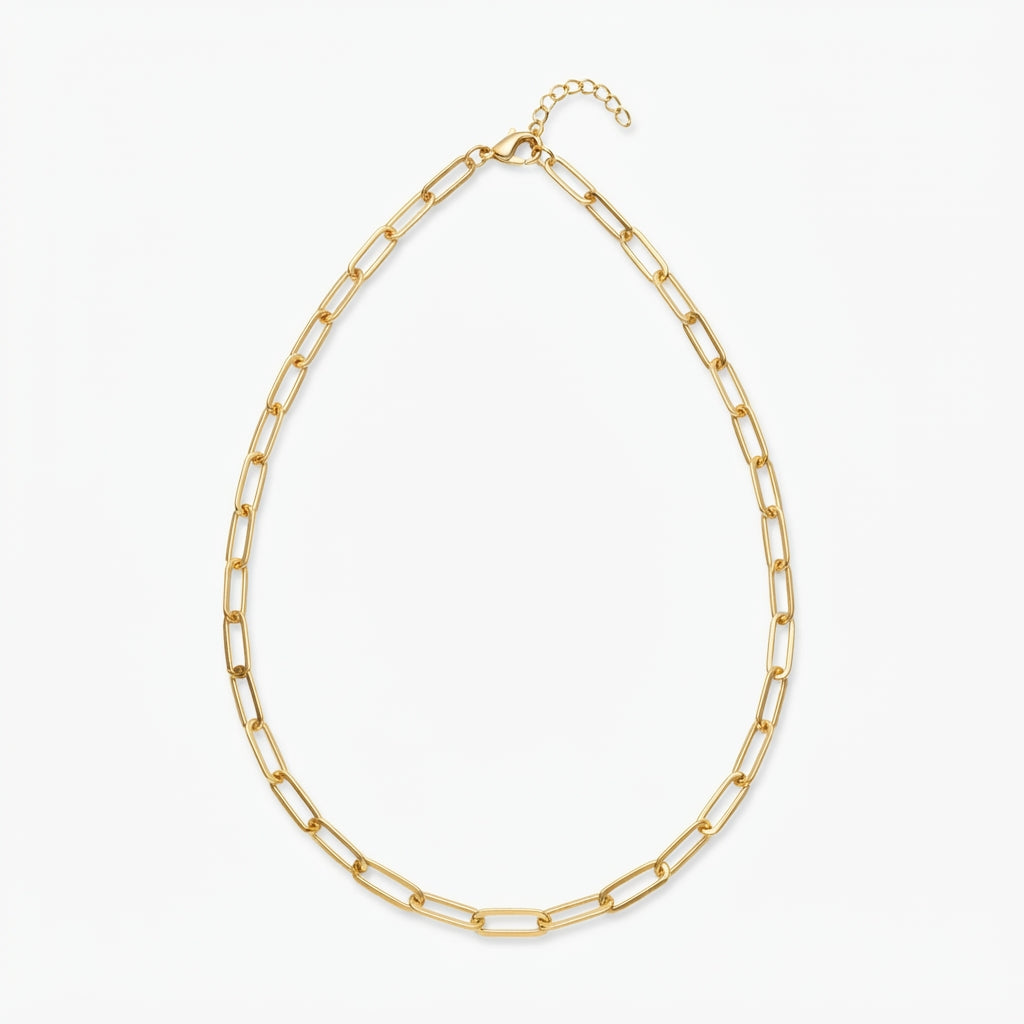 ANVIRA Gold Paperclip Chain Necklace in 18K gold plated 925 sterling silver