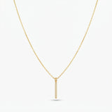 ANVIRA Gold Pavé Bar Pendant Necklace in 18K gold plated 925 sterling silver