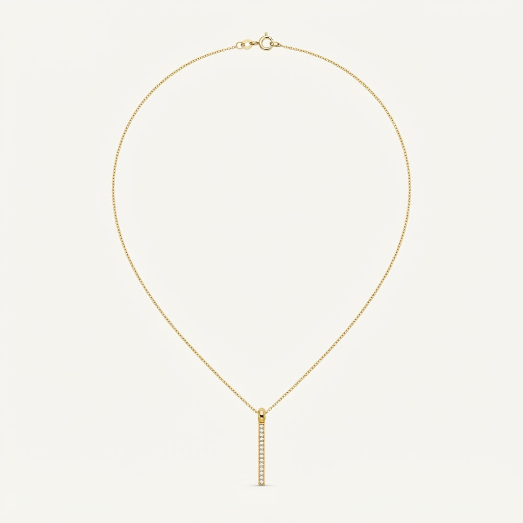 ANVIRA Gold Pavé Bar Pendant Necklace — view 6