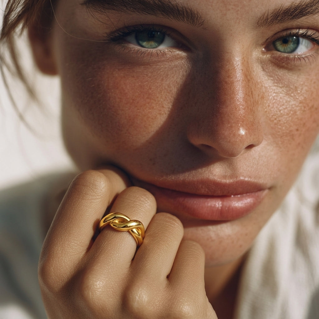 ANVIRA Gold Woven Band Ring — view 3