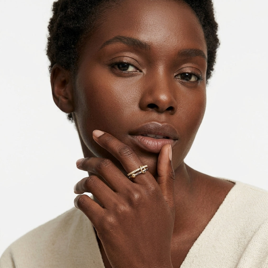 ANVIRA Two-Tone Pavé Knot Ring — view 8