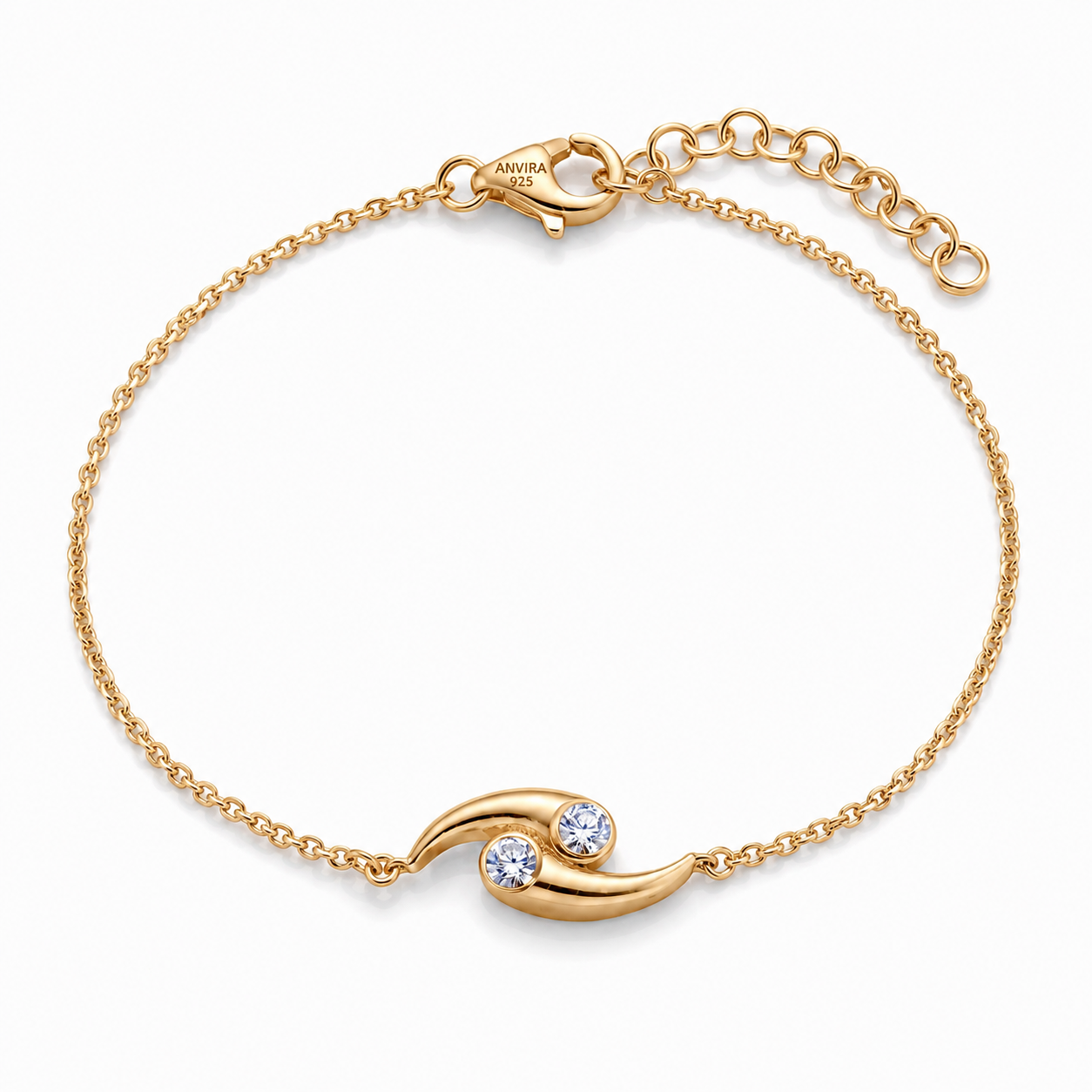 ANVIRA Gold Wave Bracelet in 18K gold plated 925 sterling silver