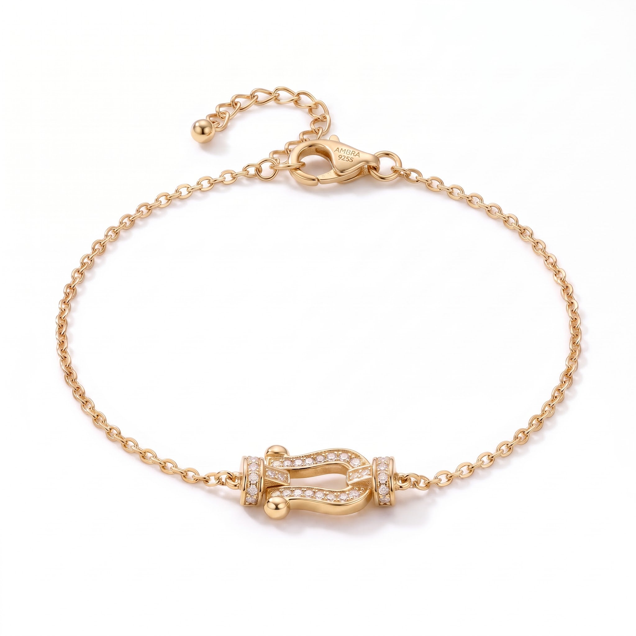 ANVIRA Gold Pavé Buckle Bracelet in 18K gold plated 925 sterling silver