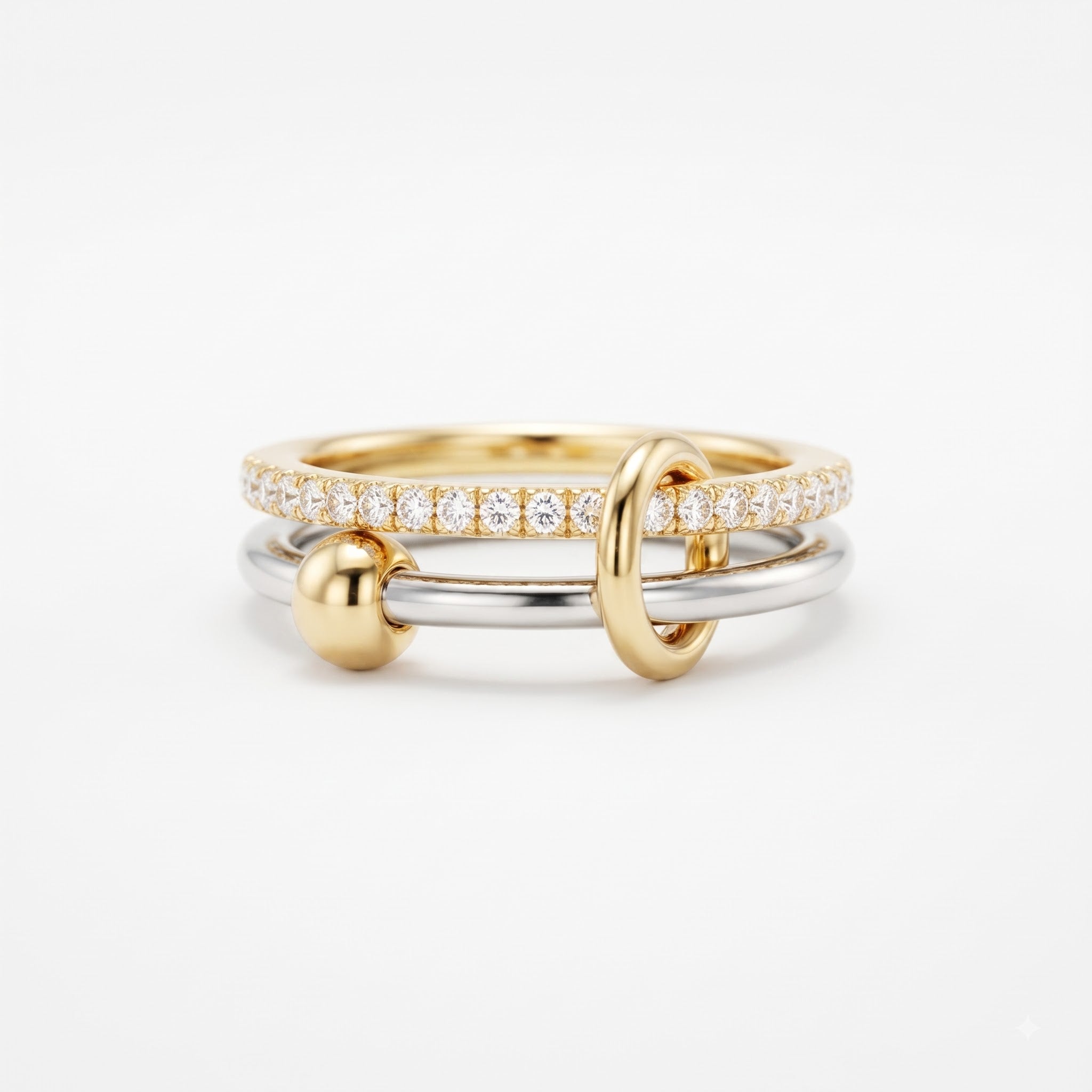 ANVIRA Two-Tone Pavé Knot Ring in 925 sterling silver
